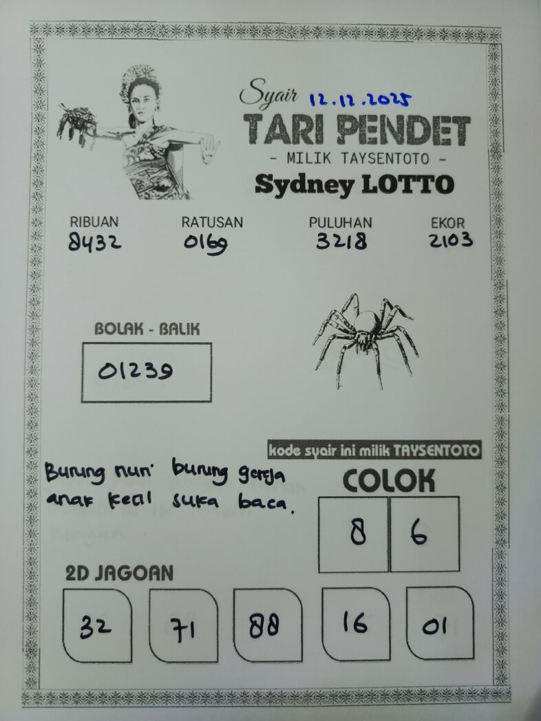 Syair Tari Pendet Sydney Hari ini Jumat, 12 Desember 2025