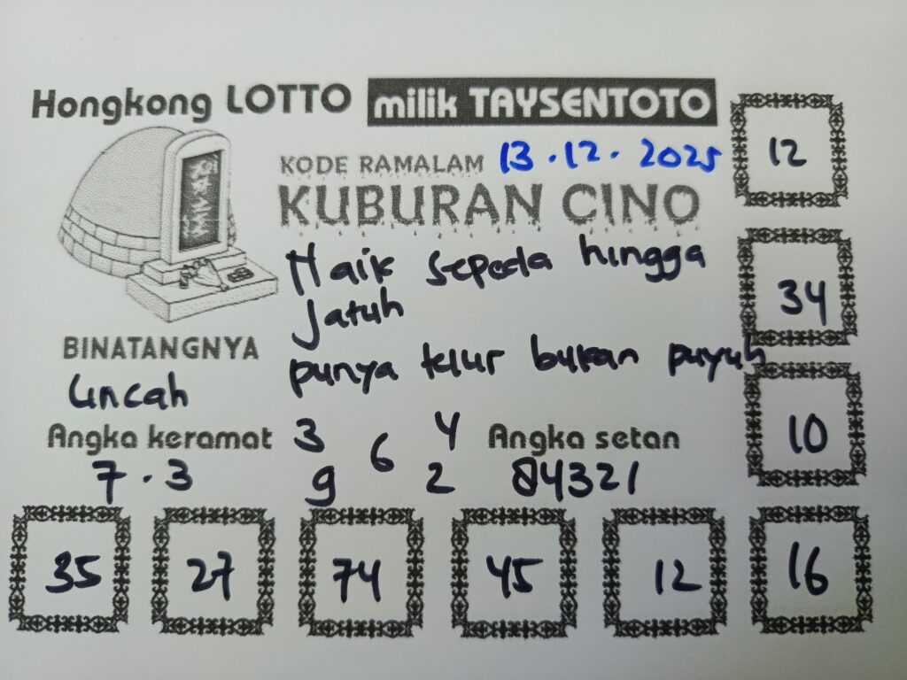 Syair Kuburan Cino HK Hari Sabtu, 13 Desember 2025