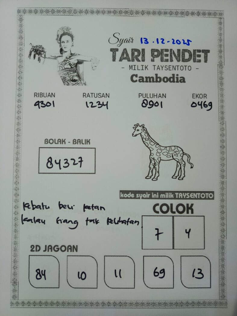 Syair Tari Pendet Cambodia Hari Ini Sabtu, 13 Desember 2025