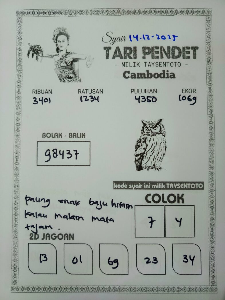 Syair Tari Pendet Cambodia Hari Ini Minggu, 14 Desember 2025