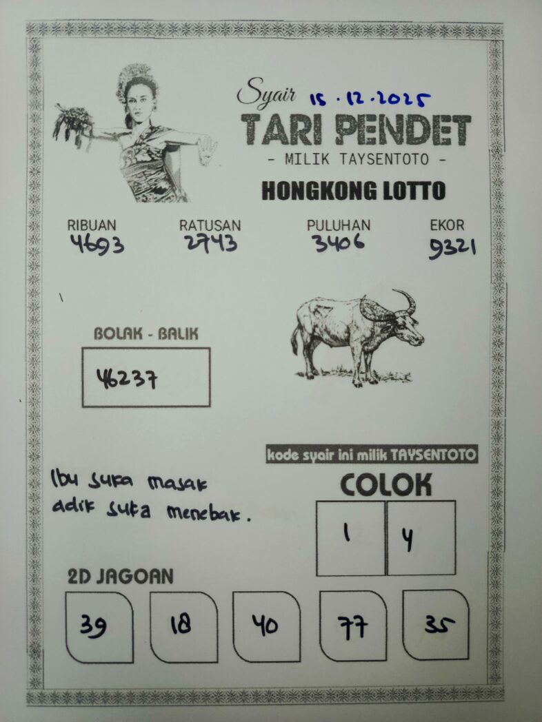 Syair Tari Pendet HK Hari Senin, 15 Desember 2025