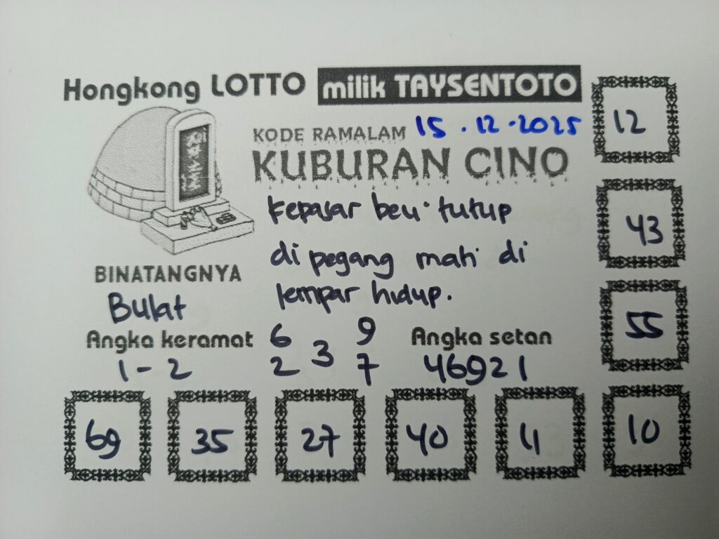 Syair Kuburan Cino HK Hari Senin, 15 Desember 2025