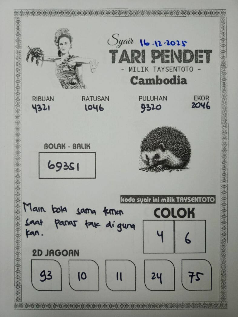 Syair Tari Pendet Cambodia Hari Ini Selasa, 16 Desember 2025