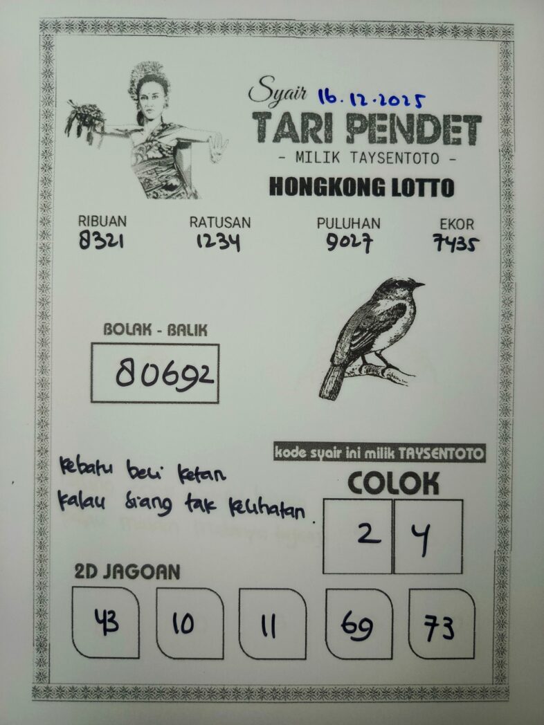 Syair Tari Pendet HK Hari Selasa, 16 Desember 2025