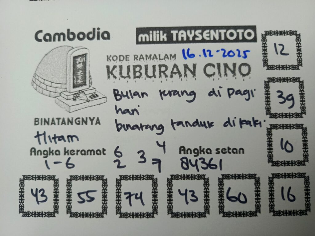 Syair Kuburan Cino Cambodia Hari Ini Selasa, 16 Desember 2025