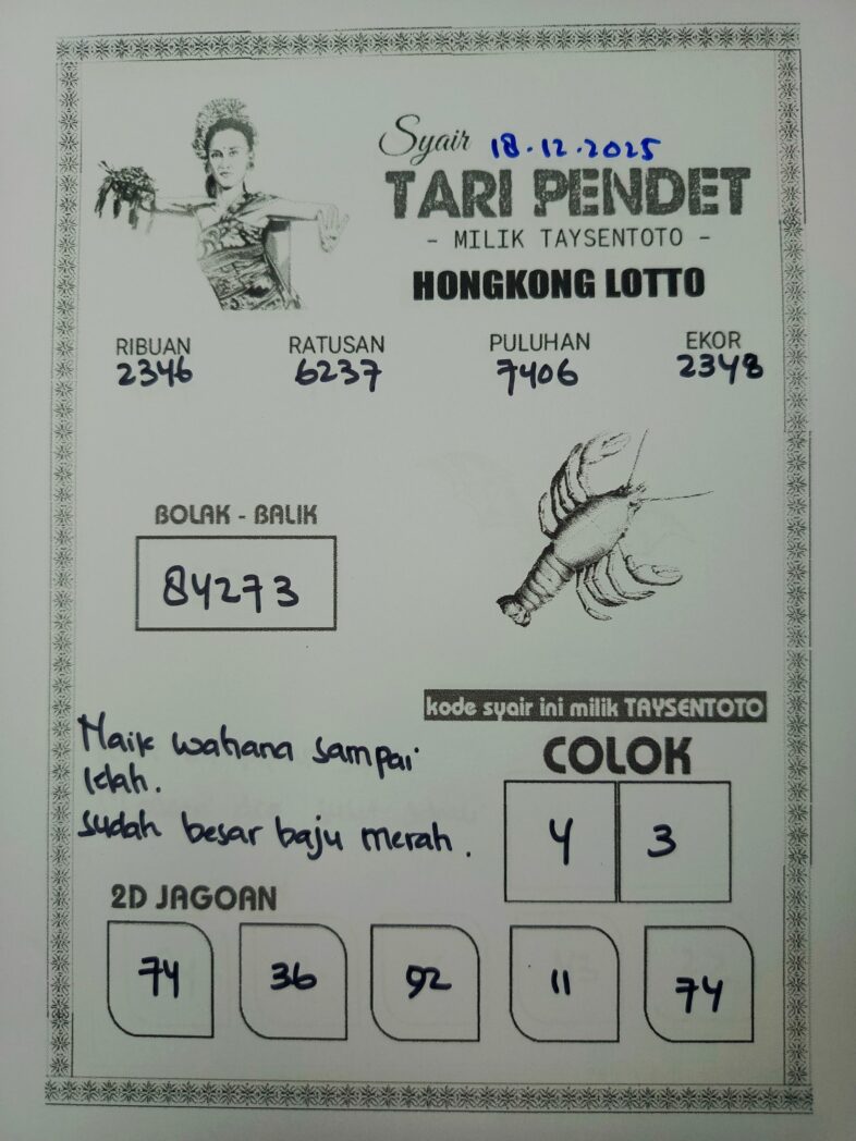 Syair Tari Pendet HK Hari Kamis, 18 Desember 2025