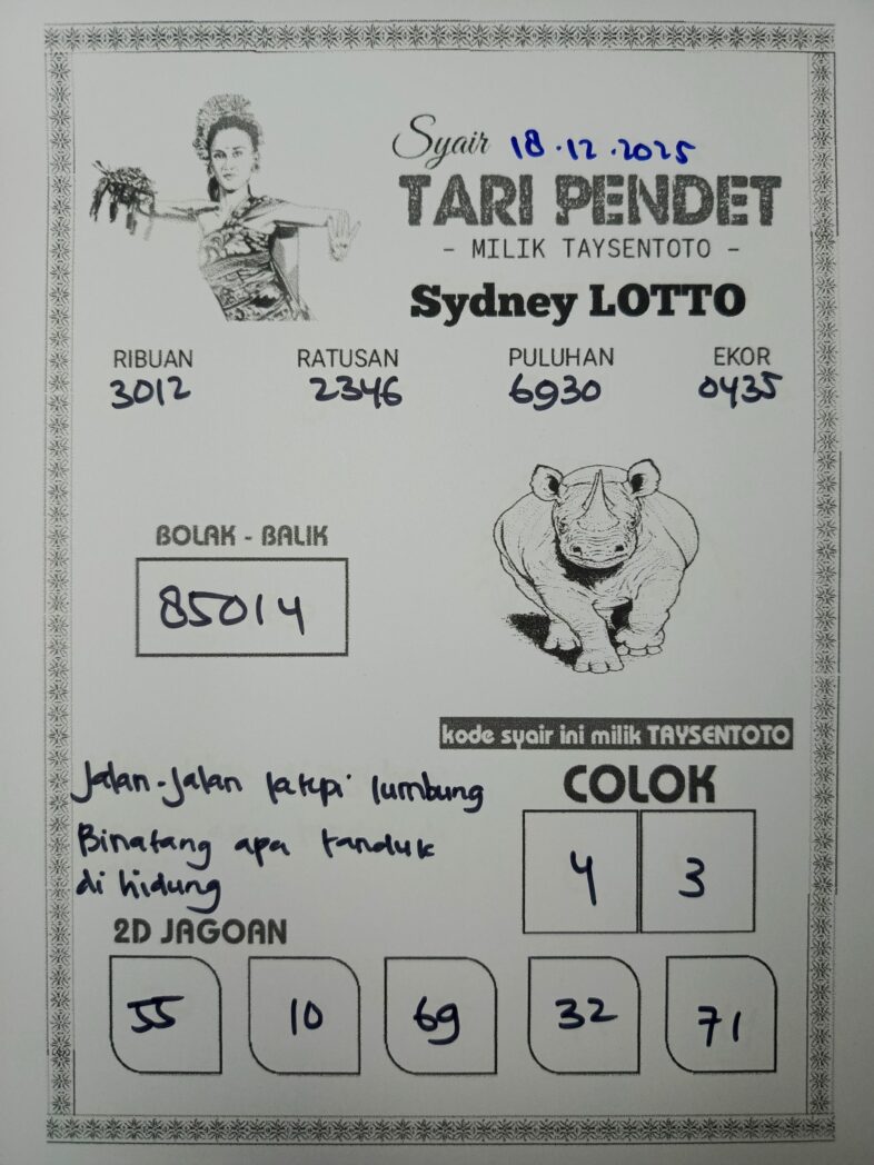 Syair Tari Pendet Sydney Hari ini Kamis, 18 Desember 2025