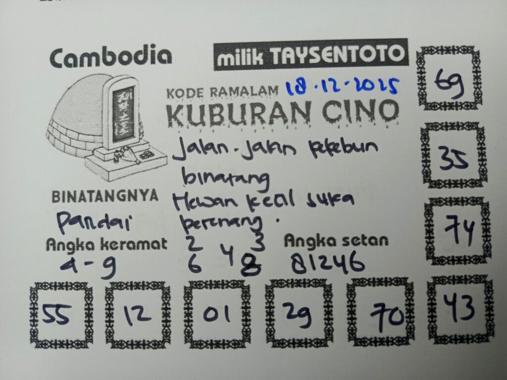 Syair Kuburan Cino Cambodia Hari Ini Kamis, 18 Desember 2025
