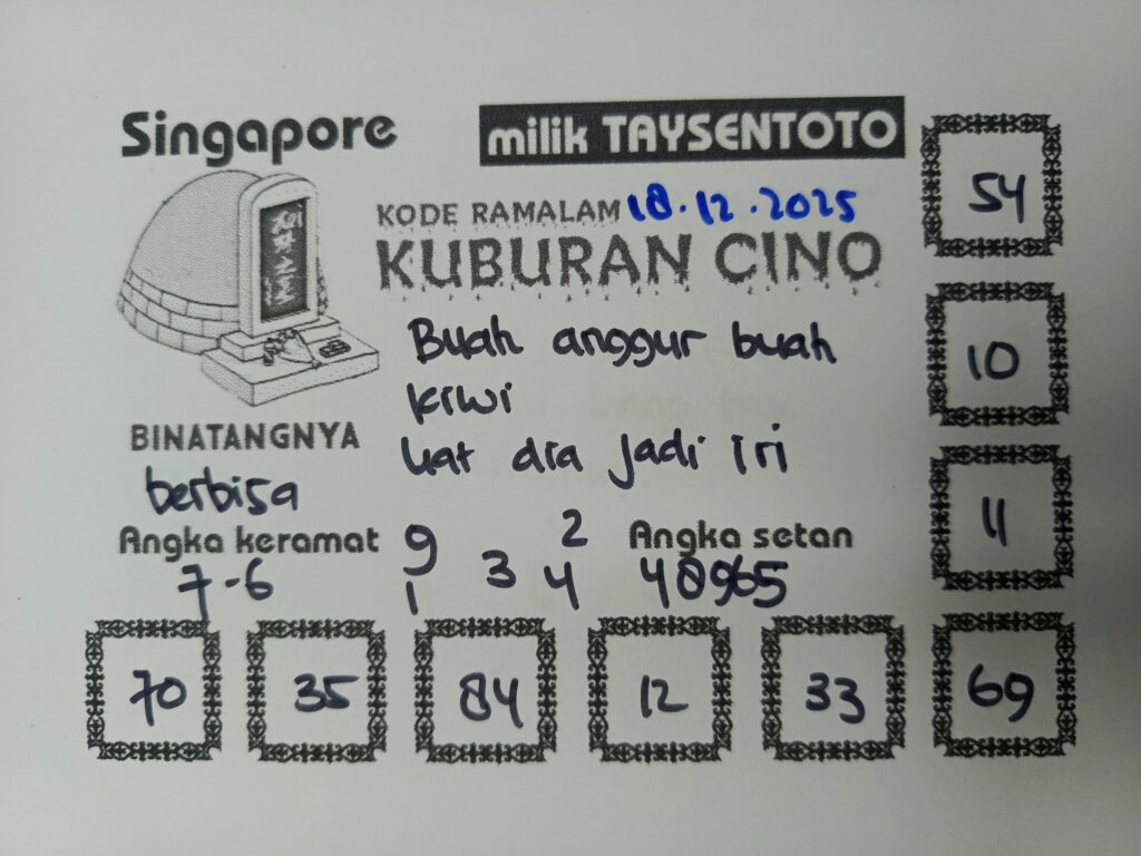 Syair Kuburan Cino SGP Hari ini Kamis, 18 Desember 2025