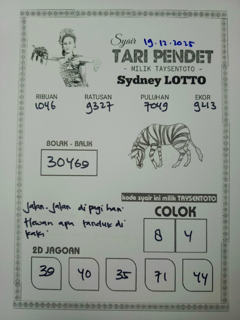 Syair Tari Pendet Sydney Hari ini Jumat, 19 Desember 2025