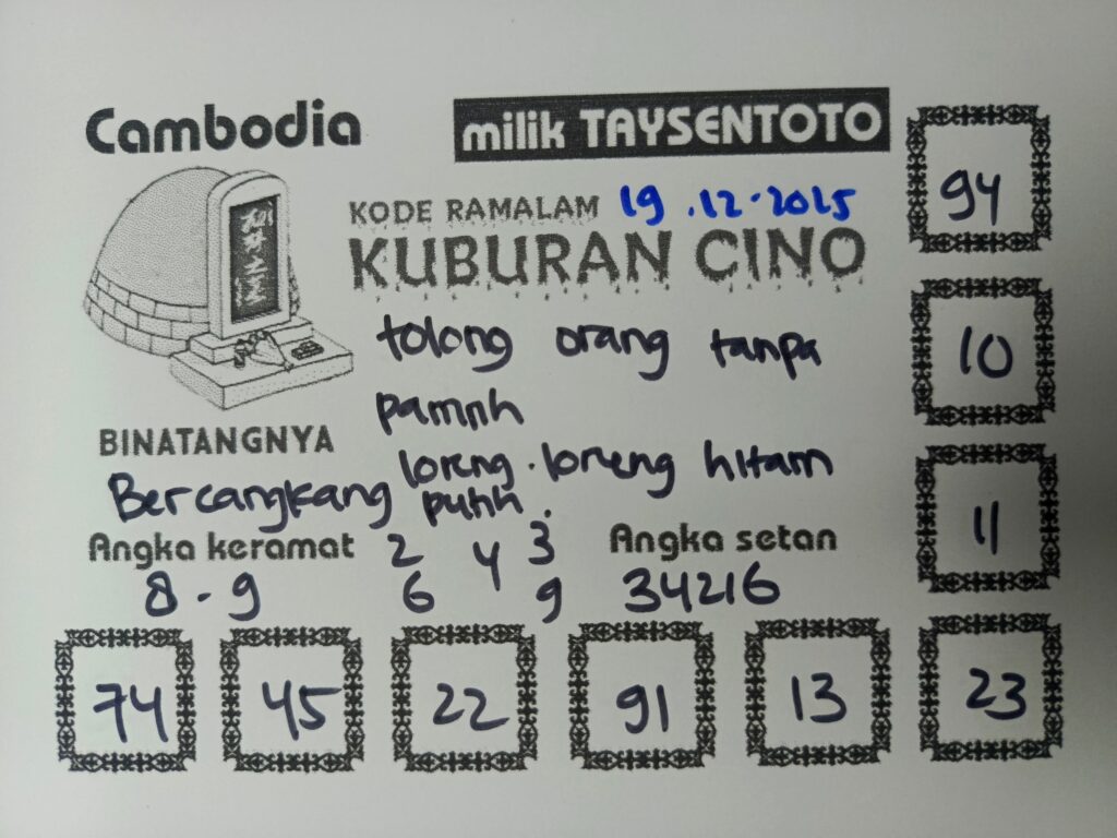 Syair Kuburan Cino Cambodia Hari Ini Jumat, 19 Desember 2025