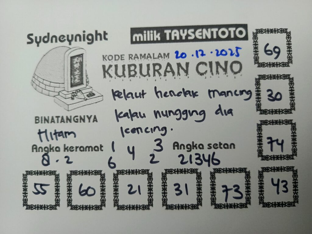 Syair Kuburan Cino SydneyNight Hari ini Sabtu, 20 Desember 2025