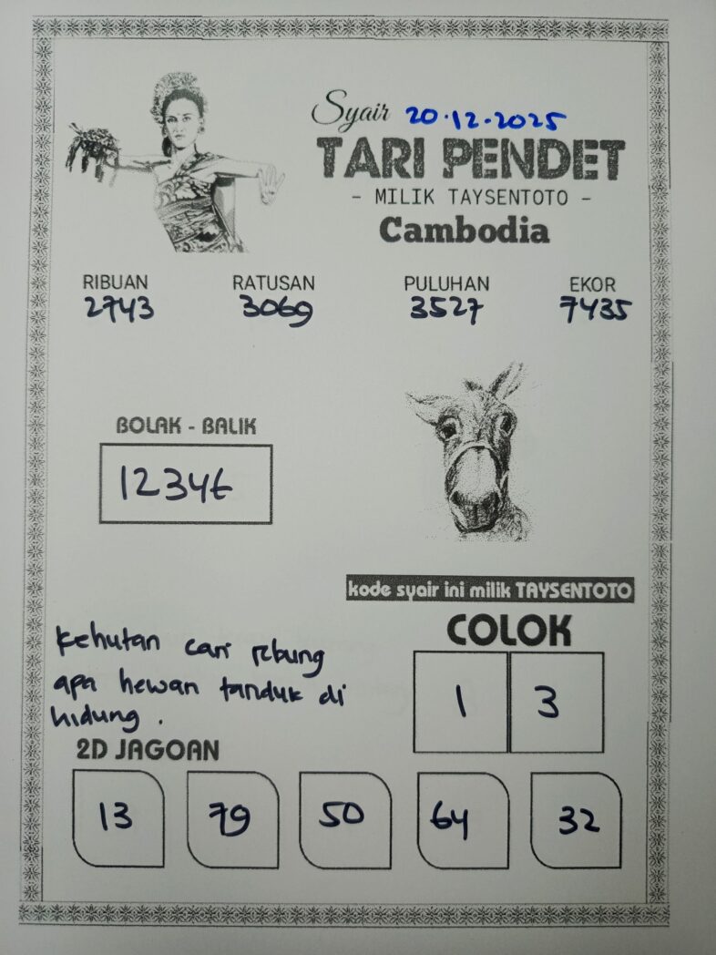 Syair Tari Pendet Cambodia Hari Ini Sabtu, 20 Desember 2025