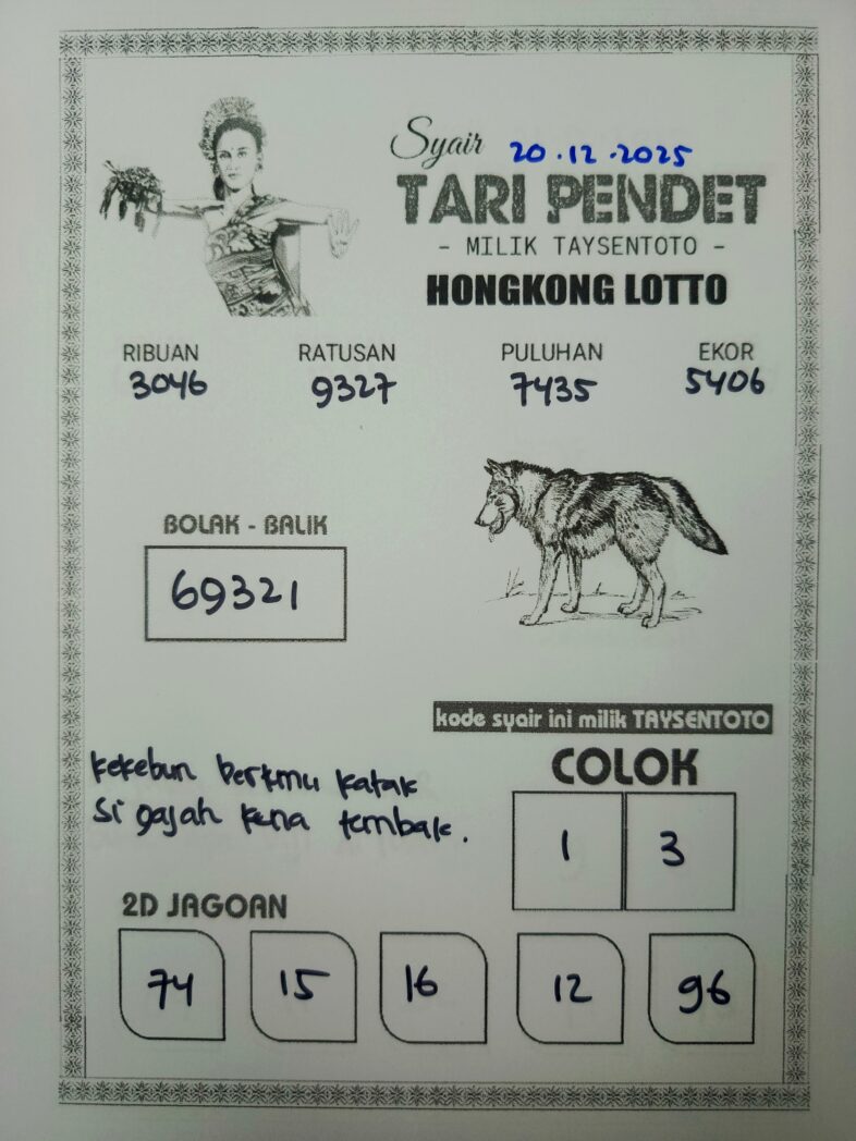 Syair Tari Pendet HK Hari Sabtu, 20 Desember 2025