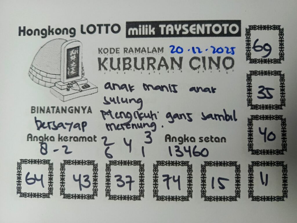 Syair Kuburan Cino HK Hari Sabtu, 20 Desember 2025