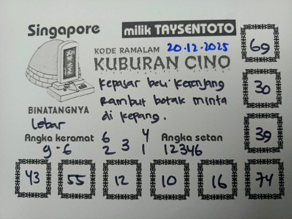 Syair Kuburan Cino SGP Hari ini Sabtu, 20 Desember 2025