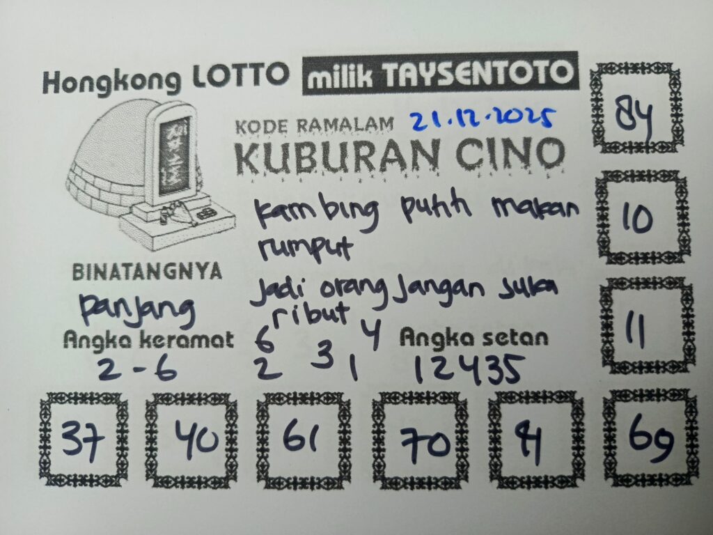 Syair Kuburan Cino HK Hari Minggu, 21 Desember 2025