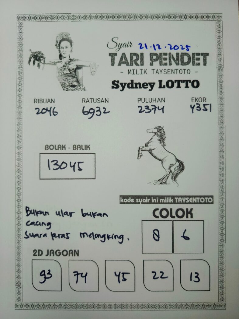 Syair Tari Pendet Sydney Hari ini Minggu, 21 Desember 2025