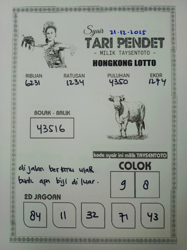 Syair Tari Pendet HK Hari Minggu, 21 Desember 2025