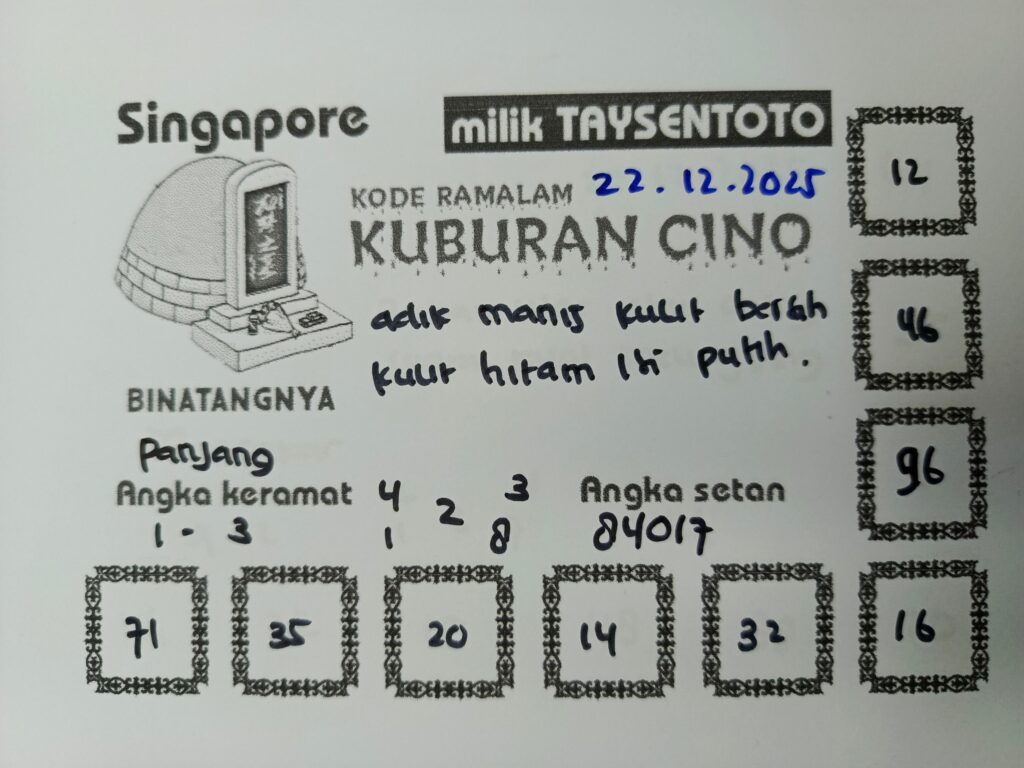 Syair Kuburan Cino SGP Hari ini Senin, 22 Desember 2025