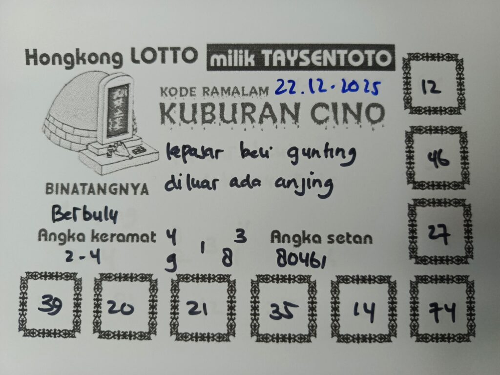 Syair Kuburan Cino HK Hari Senin, 22 Desember 2025