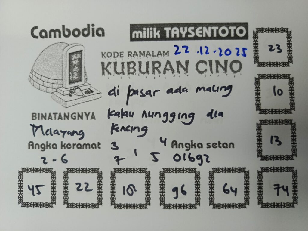 Syair Kuburan Cino Cambodia Hari Ini Senin, 22 Desember 2025