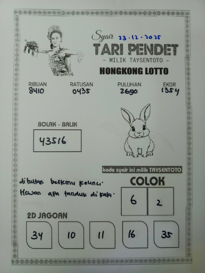 Syair Tari Pendet HK Hari Selasa, 23 Desember 2025