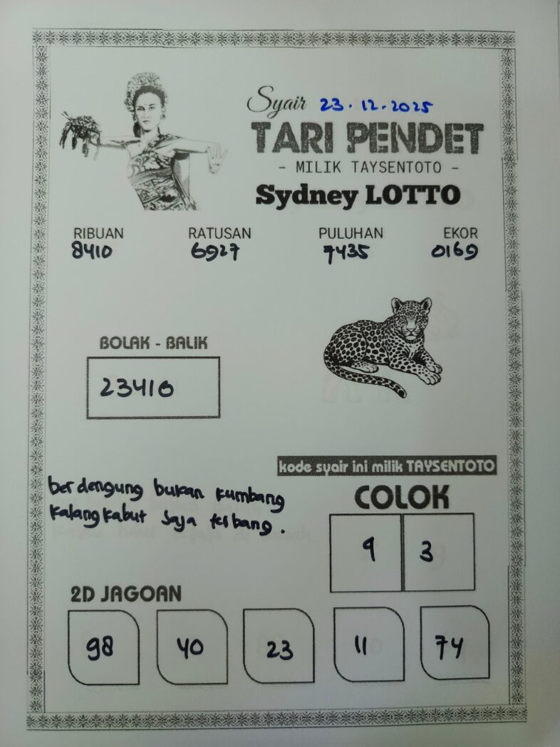 Syair Tari Pendet Sydney Hari ini Selasa, 23 Desember 2025