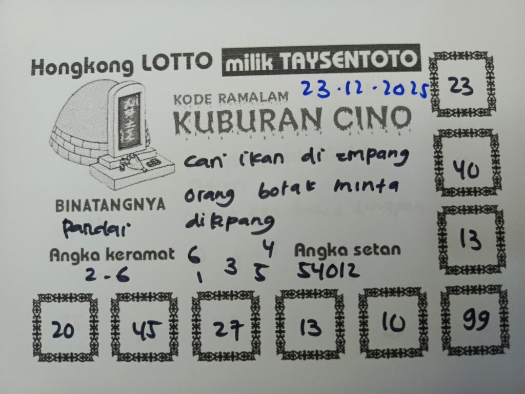Syair Kuburan Cino HK Hari Selasa, 23 Desember 2025