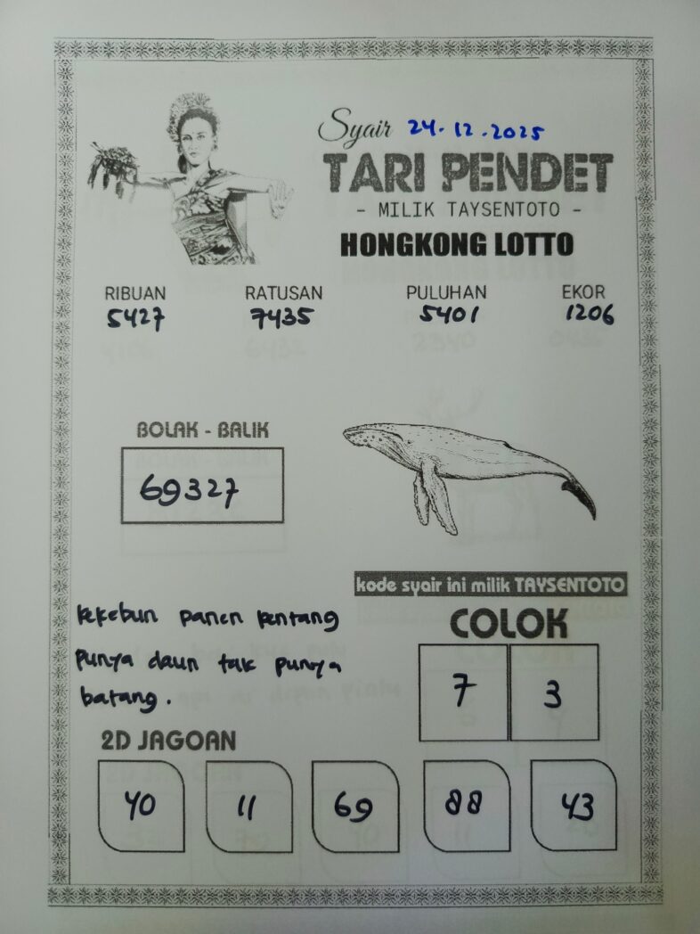 Syair Tari Pendet HK Hari Rabu, 24 Desember 2025