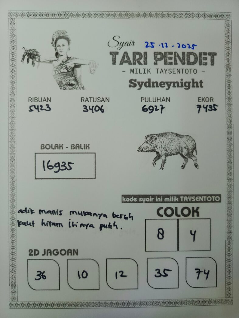 Syair Tari Pendet SydneyNight Hari ini Kamis, 25 Desember 2025