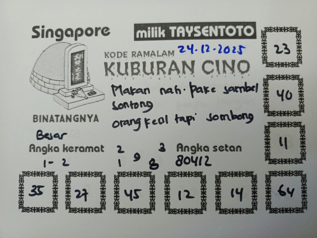Syair Kuburan Cino SGP Hari ini Rabu, 24 Desember 2025