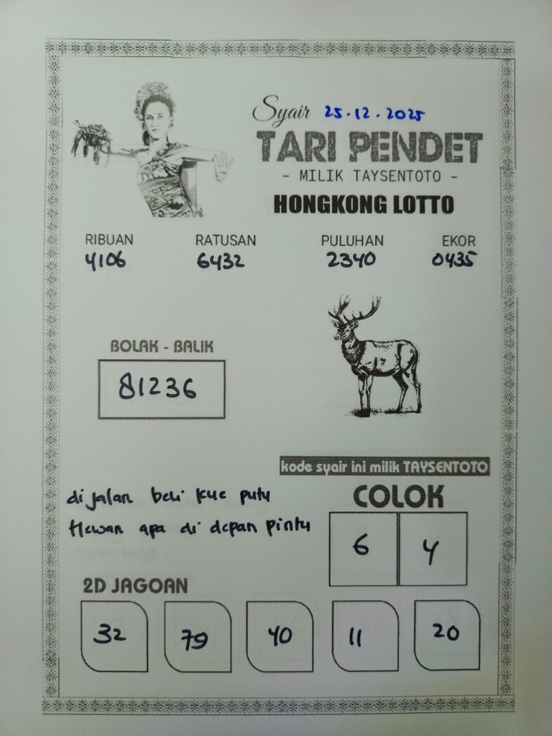 Syair Tari Pendet HK Hari Kamis, 25 Desember 2025