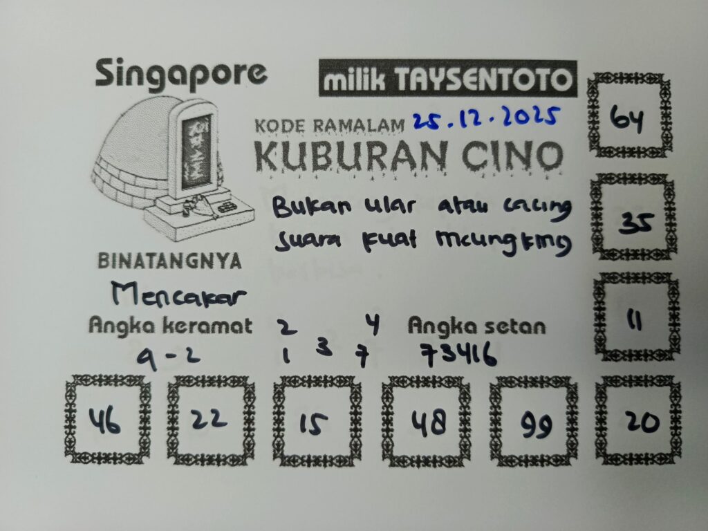 Syair Kuburan Cino SGP Hari ini Kamis, 25 Desember 2025