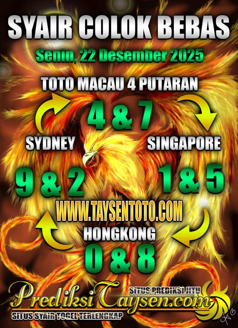 Syair Colok Bebas Hari Senin, 22 Desember 2025