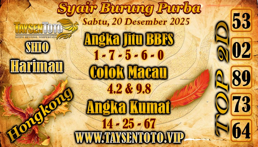 Syair Burung Purba HK Hari Sabtu, 20 Desember 2025