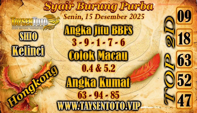 Syair Burung Purba HK Hari Senin, 15 Desember 2025