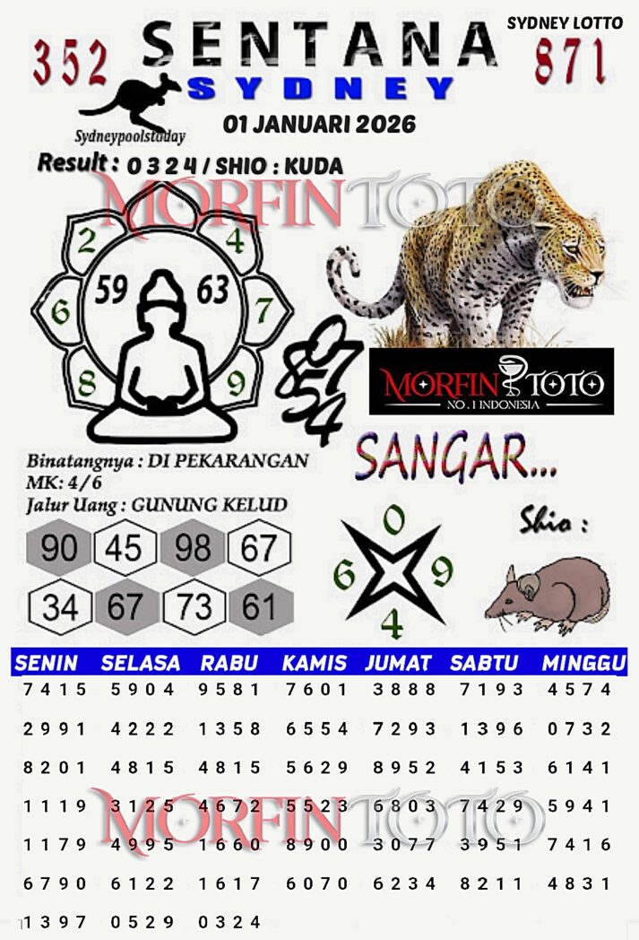 SYAIR TOGEL SENTANA  SYDNEY 01 JANUARI 2026