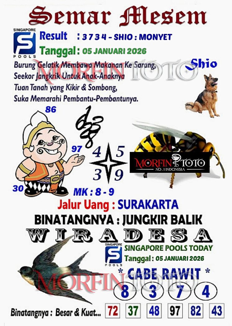SYAIR TOGEL SEMAR MESEM SINGAPORE 05 JANUARI 2026