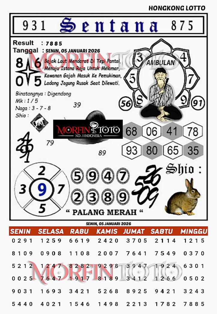 SYAIR TOGEL SENTANA HONGKONG 05 JANUARI 2026