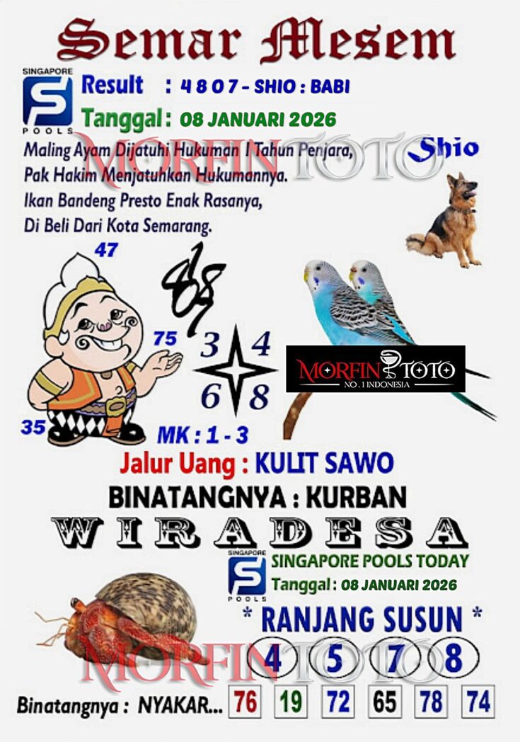 SYAIR TOGEL SEMAR MESEM SINGAPORE 08 JANUARI 2026