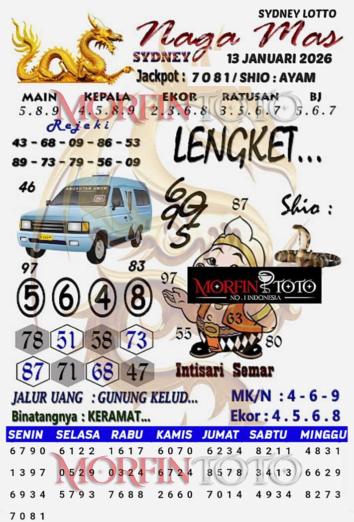SYAIR TOGEL NAGA EMAS SYDNEY 13 JANUARI 2026