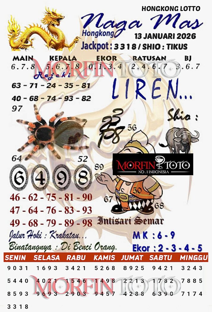 SYAIR TOGEL NAGA EMAS HONGKONG  13 JANUARI 2026