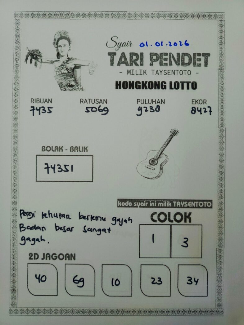 Syair Tari Pendet HK Hari Kamis, 01 Januari 2026