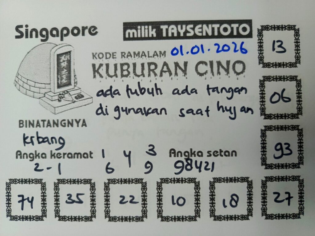 Syair Kuburan Cino SGP Hari ini Kamis, 01 Januari 2026