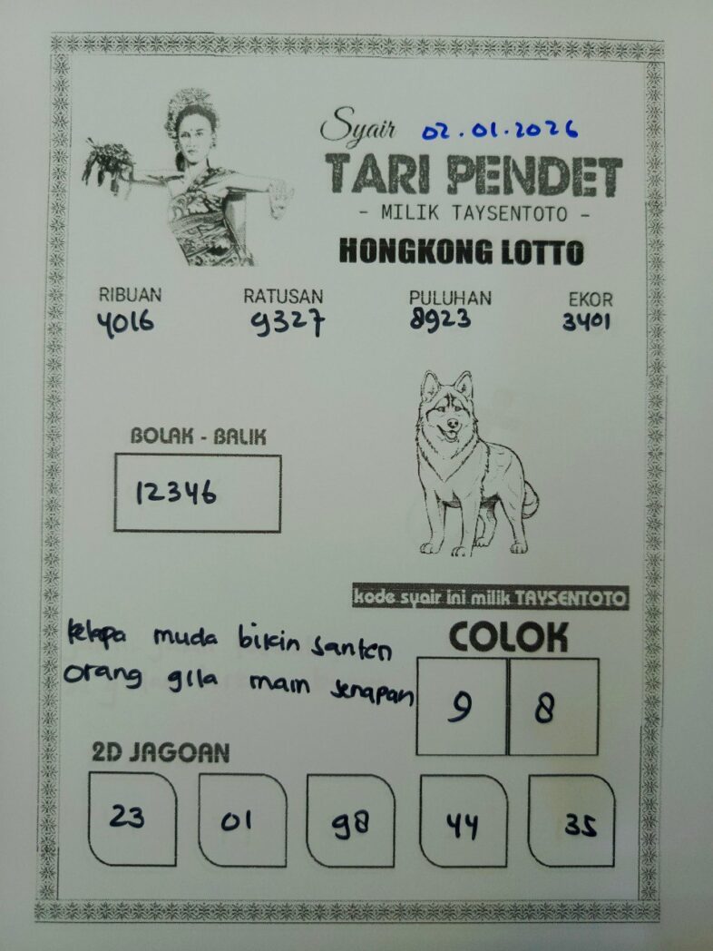 Syair Tari Pendet HK Hari Jumat, 02 Januari 2026