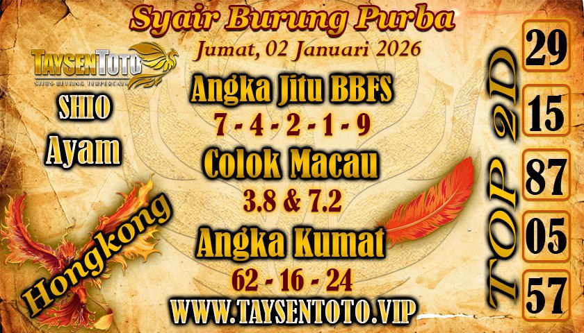 Syair Burung Purba HK Hari Jumat, 02 Januari 2026