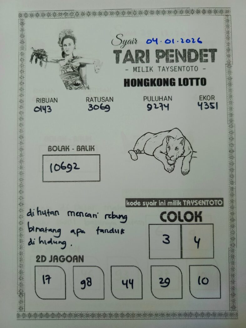 Syair Tari Pendet HK Hari Minggu, 04 Januari 2026