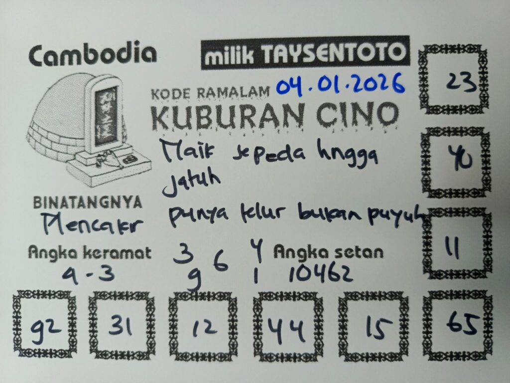Syair Kuburan Cino Cambodia Hari Ini Minggu, 04 Januari 2026