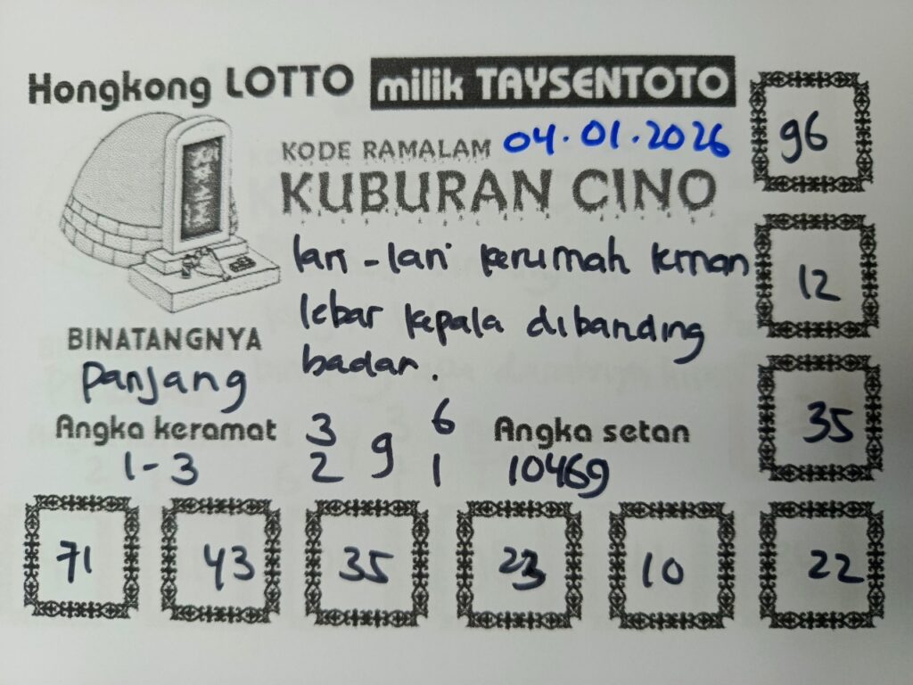 Syair Kuburan Cino HK Hari Minggu, 04 Januari 2026